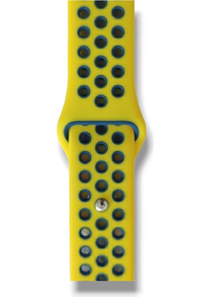 Apple Watch 38MM / 40MM/ 41 mm (Seriler /se ile Uyumlu) Delikli Spor Silikon Kordon Sarı Lacivert fiyatları