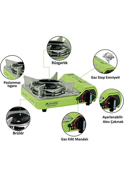 Toptancı Amca Orcamp Tekli Çantalı Mini Portatif Ocak CK-506 3 Adet Yedek