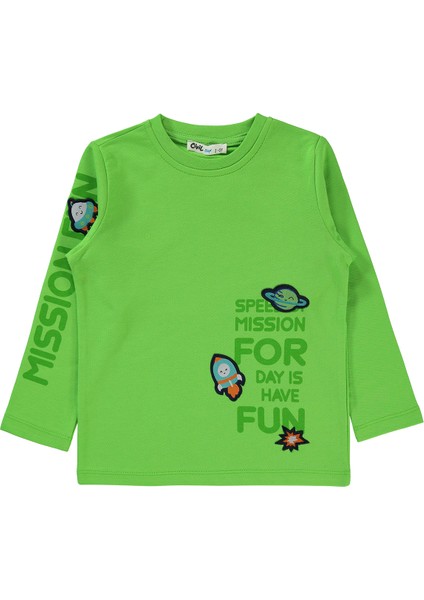 Erkek Çocuk Sweatshirt 2-5 Yaş Neon Yeşil