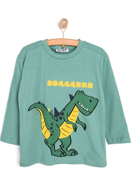 Smiley Dino Erkek Uzun Kol Tshirt Erkek Bebek