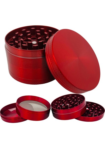 Parçalayıcı Metal Baharat Öğütücü Herb Spice 4 Katmanlı 40MM / 50MM / 63MM (Kımrızı, 63MM)