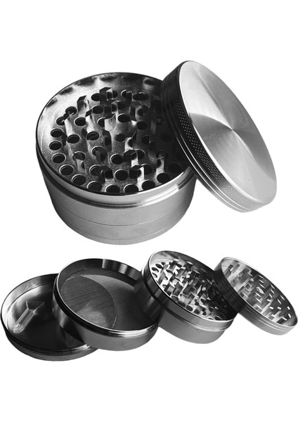 Parçalayıcı Metal Baharat Öğütücü Herb Spice 4 Katmanlı 40MM / 50MM / 63MM (Gumus Grı, 75MM)