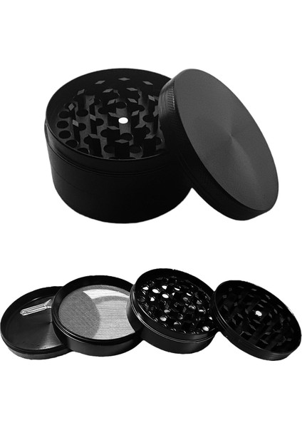 Parçalayıcı Metal Baharat Öğütücü Herb Spice 4 Katmanlı 40MM / 50MM / 63MM (Sıyah, 75MM)