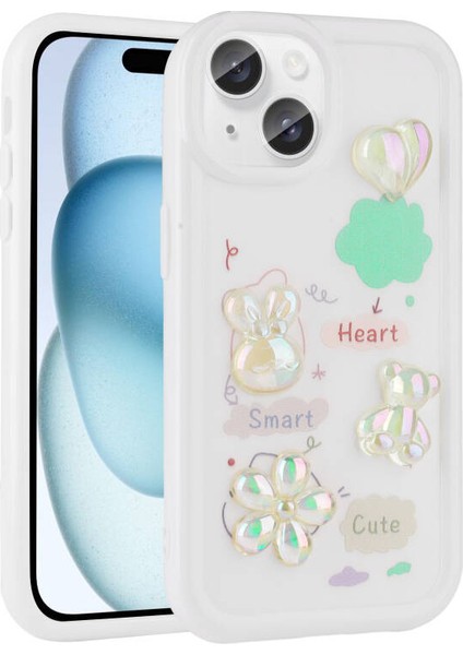 iPhone 15 Kılıf Kabartma Figürlü Parlak Zore Toys Silikon Kapak
