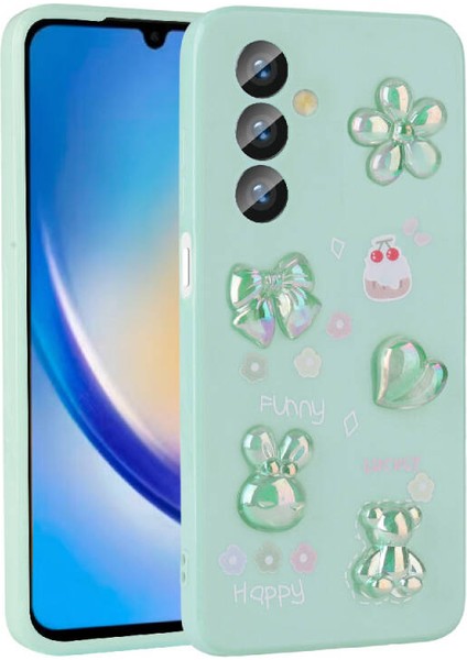 Samsung Galaxy A24 Kılıf Kabartma Figürlü Parlak Zore Toys Silikon Kapak