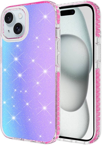 iPhone 15 Plus Kılıf Parlak Çift Renk Geçişli Velle Kapak