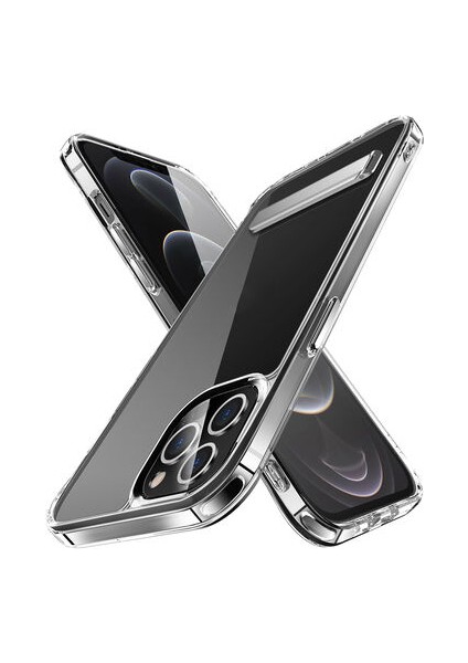 iPhone 14 Pro Kılıf Standlı Şeffaf Sert Silikon L-Stand Kapak