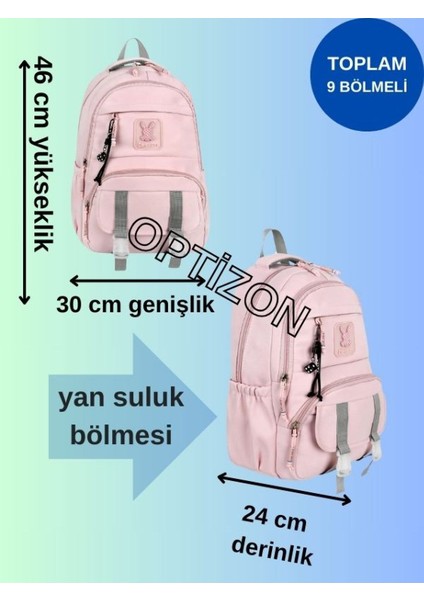 Pembe Renk Tokalı Okul Çantası ve Beyaz Sport Suluk 2'li Kırtasiye Seti, Su Geçirmez Çanta fırsatları
