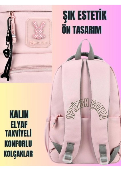 Pembe Renk Tokalı Okul Çantası ve Astronot Space Suluk 2'li Kırtasiye Seti, Su Geçirmez Çanta fiyatları