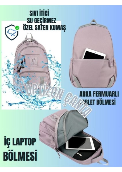 Pudra Renk Tokalı Okul Çantası ve Prenses Kedi Suluk 2'li Kırtasiye Seti, Su Geçirmez Çanta fiyatları