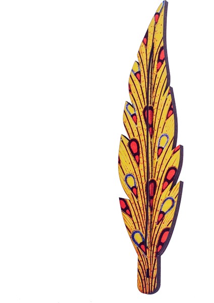 Sarı Tüy Desenli Ahşap Tütsü Kayığı