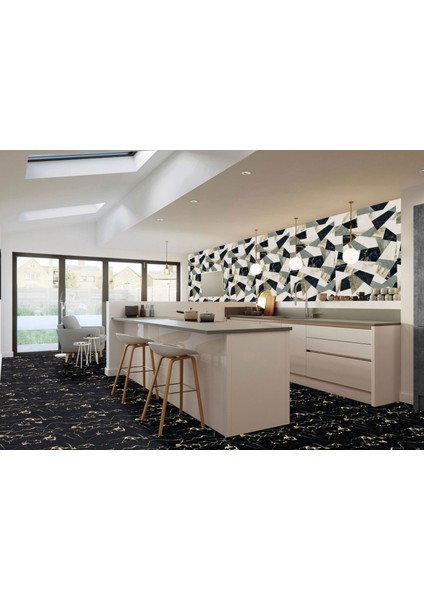 Kendinden Yapışkanlı Üçgen Kırımlı Mermer Desenli Pvc Panel 41X62 cm (4 Adet) 1 M²