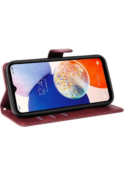 Samsung Galaxy A14 5g Için Filp Durumda Preslenmiş Pu Deri Cüzdan Telefon Kılıfı (Yurt Dışından)