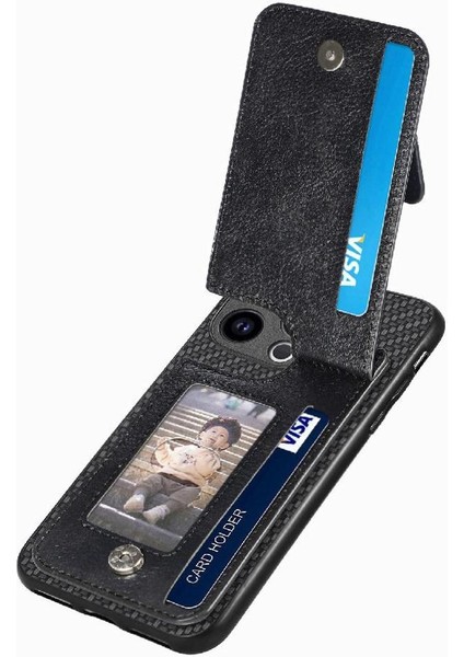 IPhone 15 Için Kılıf Pro Max Crad Yuvası Manyetik Araç Montaj Cüzdan Standı Fermuar (Yurt Dışından)