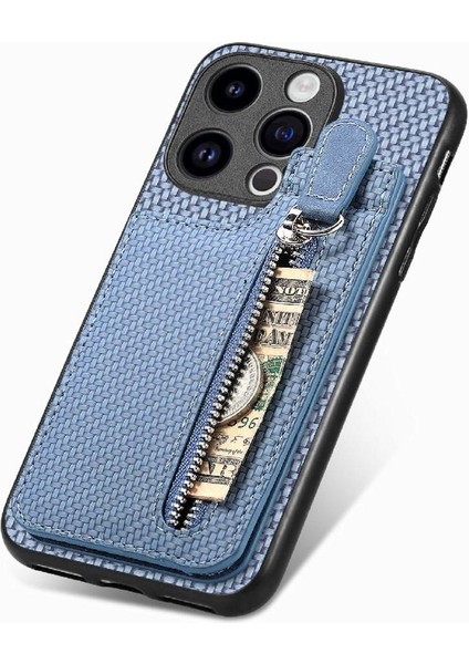 IPhone 15 Için Kılıf Pro Fermuar Cüzdan Manyetik Araç Montaj Crad Yuvası Standı (Yurt Dışından)