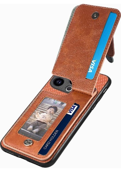IPhone 15 Için Kılıf Pro Fermuar Cüzdan Manyetik Araç Montaj Crad Yuvası Standı (Yurt Dışından)