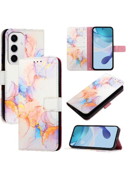 Samsung Galaxy S24 Fe Mermer Desen Pu Deri Cüzdan Kickstand (Yurt Dışından)