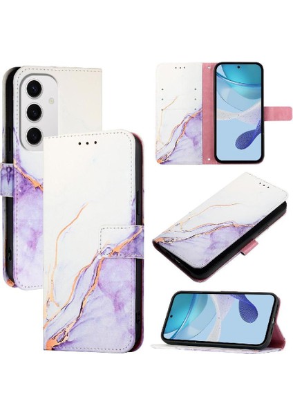Samsung Galaxy S24 Fe Mermer Desen Pu Deri Cüzdan Kickstand (Yurt Dışından)