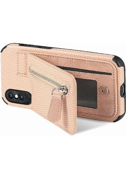 IPhone Xs Max Için Kılıf Standı Manyetik Araç Montaj Crad Yuvası Fermuar Cüzdan (Yurt Dışından)