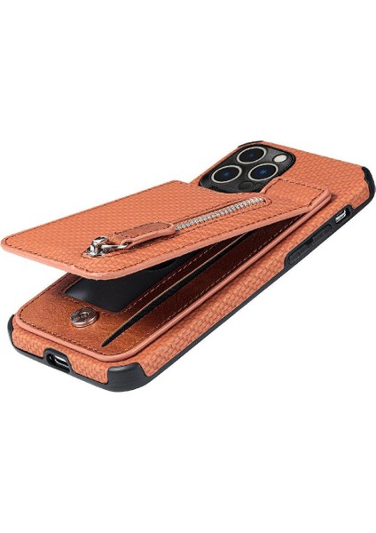 IPhone 14 Için Kılıf Pro Max Manyetik Araç Montaj Fermuar Cüzdan Standı Crad Yuvası (Yurt Dışından)
