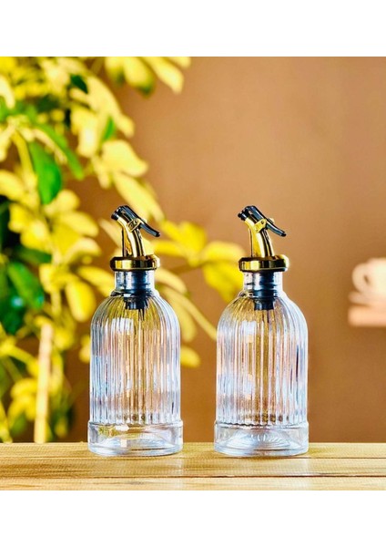 2 Li Cam Şişeli Yağlık - Sirkelik Takımı - 200 ml