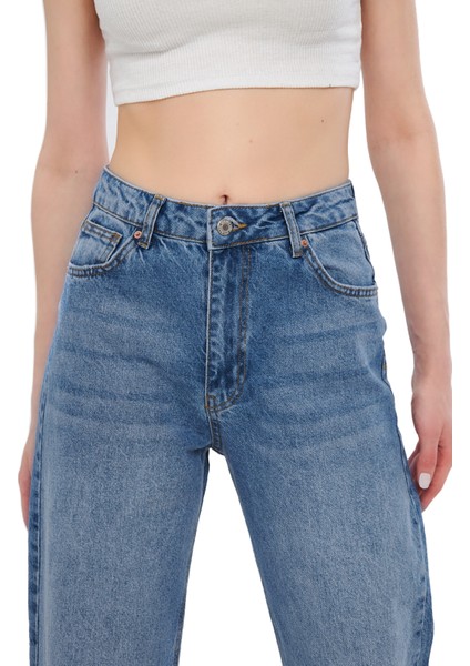 Mesfeno Palazzo Kadın Pantolon, Yüksel Bel, %100 Pamuk, Kot Rengi, Rahat Kesim, Denim Kumaş fırsatları