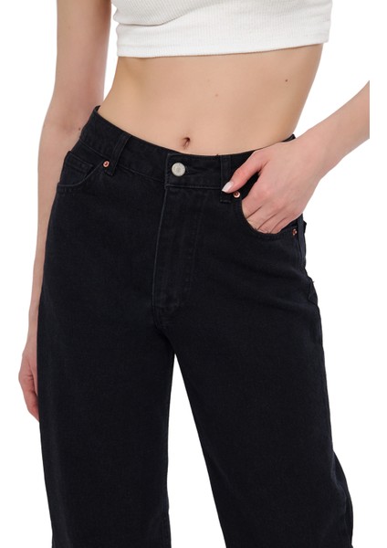 Mesfeno Palazzo Kadın Pantolon, Yüksel Bel, %100 Pamuk, Kot Rengi, Rahat Kesim, Denim Kumaş fırsatları