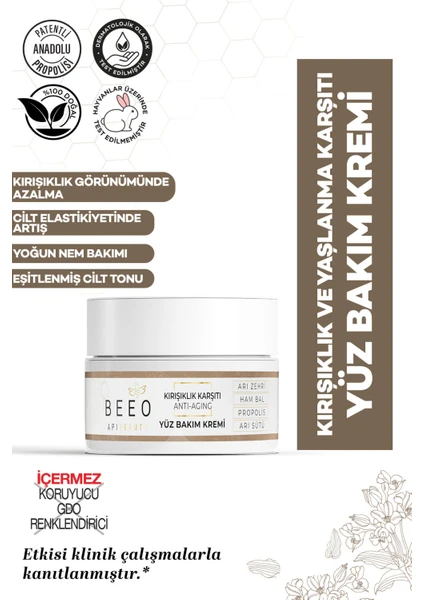 Bee' o  Apibeauty Arı Zehirli Propolisli Arı Sütlü Anti-Aging Yüz Bakım Kremi 50 ml