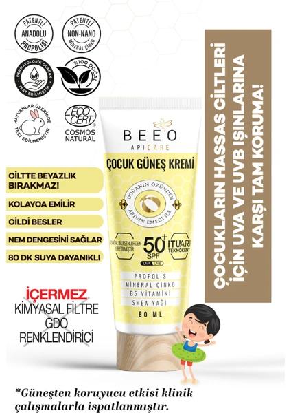 Bee' o  Apicare Propolisli Çocuk Güneş Kremi SPF 50+ 80 ml