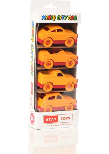 Atay Toys Mınıq Cıty Car Sarı Kırmızı Mıx 4’lü Set Oyuncak Araba