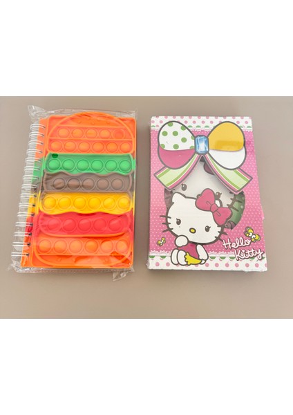 Hello Kitty Günlük,anı Defter Kilitlenebilir ve Renkli Turuncu Popit Defter-Set Kız Çocuk Kırtasiye Ürünleri