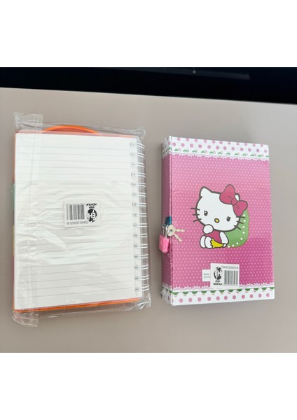 Hello Kitty Günlük,anı Defter Kilitlenebilir ve Renkli Turuncu Popit Defter-Set Kız Çocuk Kırtasiye Ürünleri