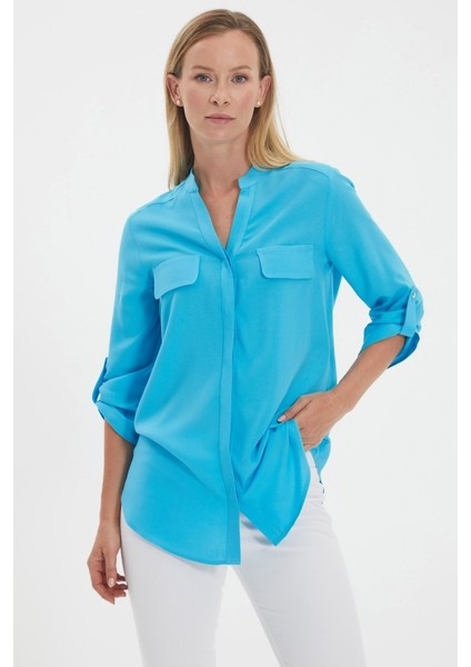 Hakim Yaka Kapak Cep Bluz