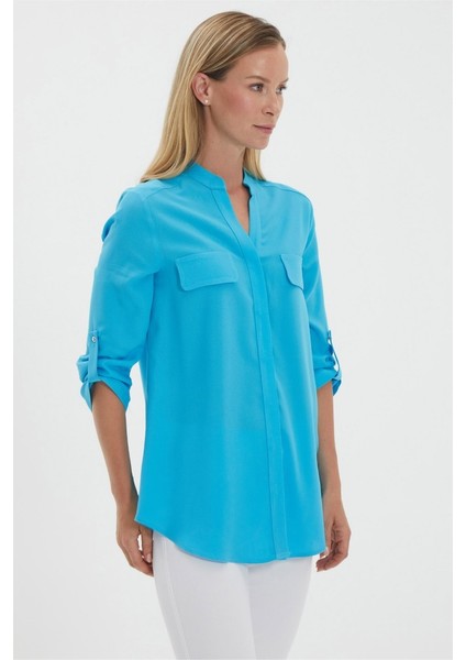 Hakim Yaka Kapak Cep Bluz modelleri