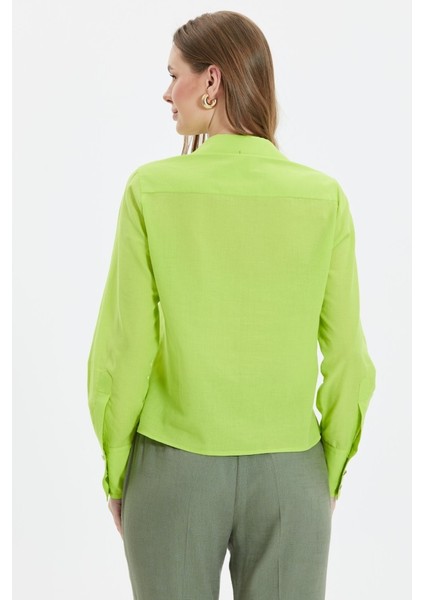 Gizli Pat Kolu Üç Düğmeli Kısa Bluz fırsatları