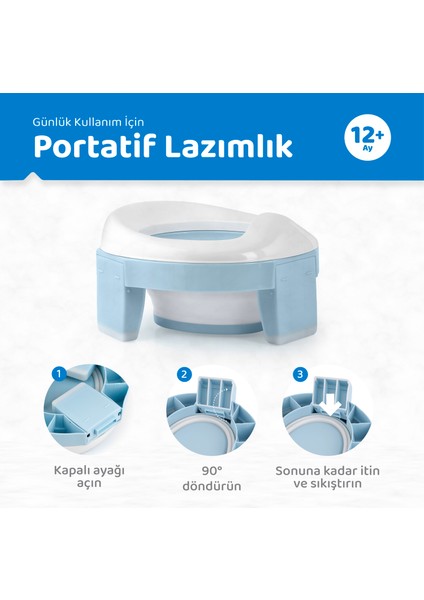 [mavi] Portatif Lazımlık, Taşınabilir Bebek Tuvalet (5 Adet Pedli Lazımlık Poşeti )