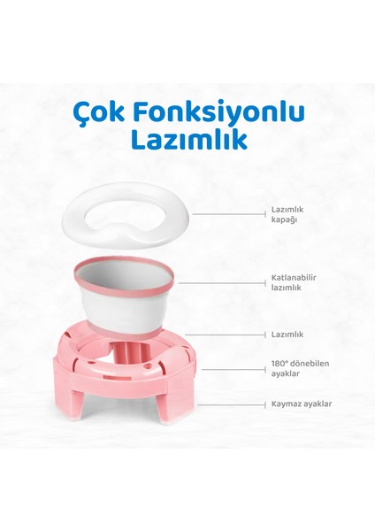 [pembe] Portatif Lazımlık, Taşınabilir Bebek Tuvalet (5 Adet Pedli Lazımlık Poşeti )