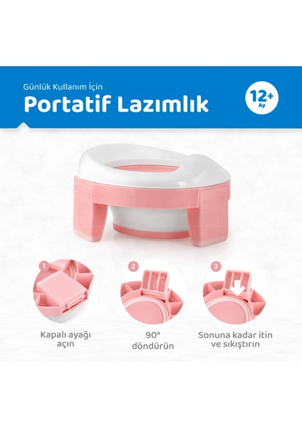 [pembe] Portatif Lazımlık, Taşınabilir Bebek Tuvalet (5 Adet Pedli Lazımlık Poşeti )