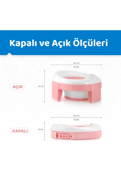 [pembe] Portatif Lazımlık, Taşınabilir Bebek Tuvalet (5 Adet Pedli Lazımlık Poşeti )