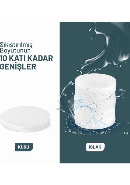 Sıkıştırılmış Yüz Temizleme Süngeri, Doğal Selüloz, Kozmetik Spa Süngeri, 50 Adet modelleri
