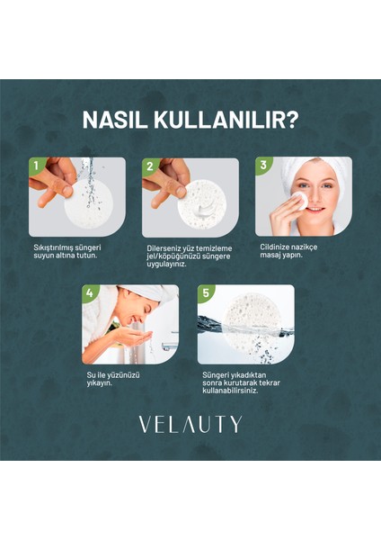 Sıkıştırılmış Yüz Temizleme Süngeri, Doğal Selüloz, Kozmetik Spa Süngeri, 50 Adet
