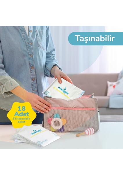 Lazımlık Poşeti, 90 Adet, 300 ml Su Emici Pedli Seyahat Hijyen Poşetleri