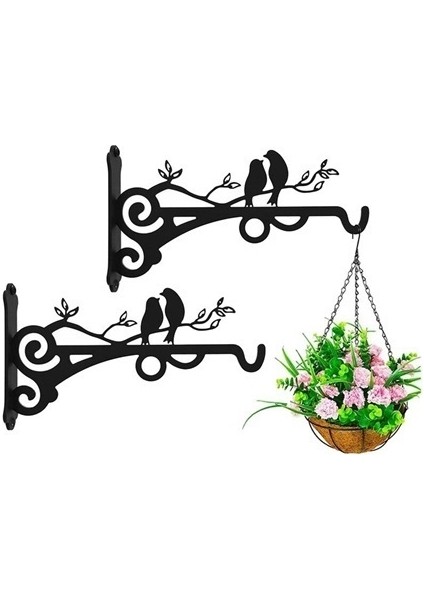 Metal Asılı Sepet Kancaları Katı Vidalar Ile Açık Bitki Braketi Duvara Monte Kanca Bitkiler Fener Kuş Besleyici 2 Adet (Yurt Dışından)