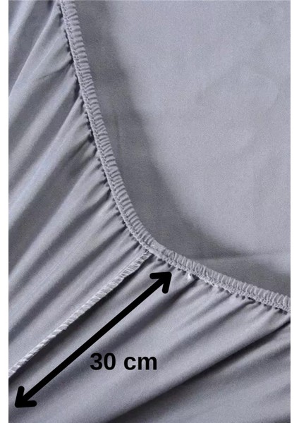 Gri Renkli Pamuklu Penye Kumaştan Tek/çift Kişilik Lastikli Fitted Çarşaf