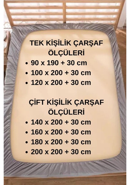 Gri Renkli Pamuklu Penye Kumaştan Tek/çift Kişilik Lastikli Fitted Çarşaf