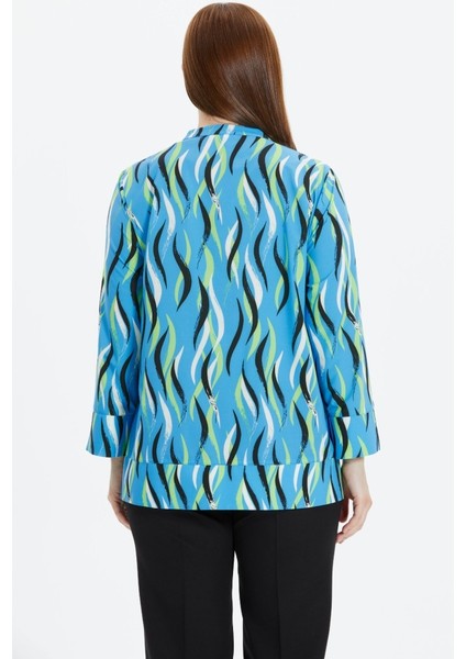 Büyük Beden Etek Ucu Parçalı Dalga Desen Bluz indirimleri