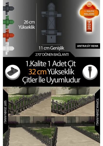 Uzunluk - Köşe - Kenar Tamamlama Çiti - 32 cm Yükseklik Çit ile Uyumludur fiyatları