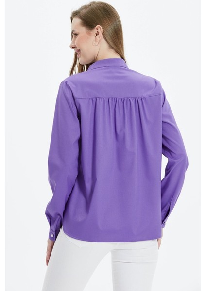 Hakim Yaka Omuzları Büzgülü Üç Düğme Bluz fırsatları