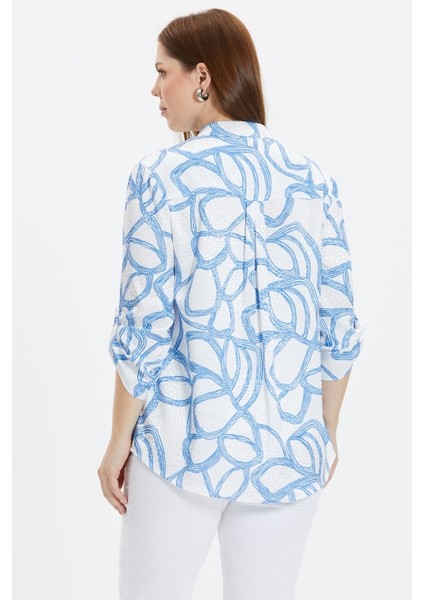 Büyük Beden Hakim Yaka Daire Desen Jakarlı Bluz indirimleri