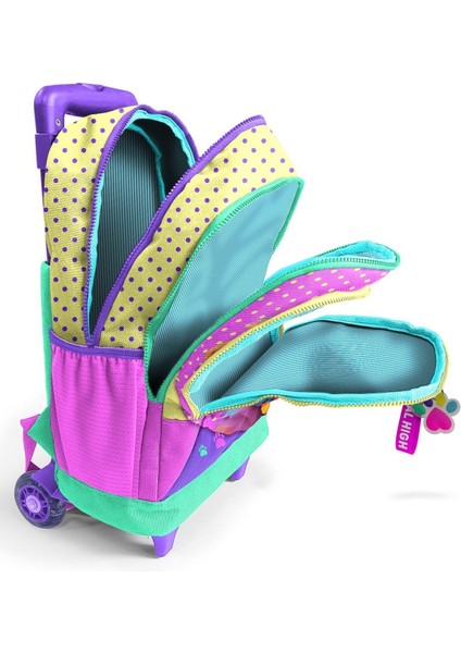 Sarı Pembe Sevimli Köpek Desenli Üç Bölmeli Çekçekli Okul 3'lü Çanta Seti 3SET23952 indirimleri